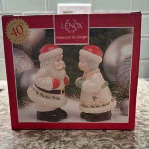 Lenox Festive Santa and Mrs. Claus Shakers - Red, White, and Black
